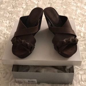 Charles David brown leather wedges. Size 9